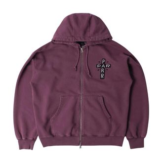 by Parra A Cross To Bear Zip Hooded Sweatshirt - Heren - Sweatshirts & Hoodies - Paars - Maat: XL Katoen
