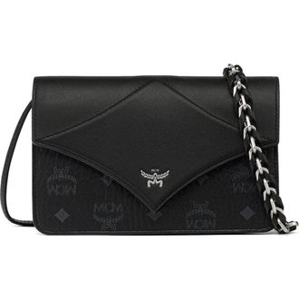MCM Mini Diamond Shoulder Bag in Visetos Leather Mix in Black at Nordstrom