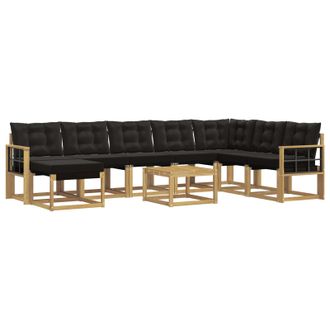 vidaXL Conjunto De Sof&aacute;s De Exterior Con Coj&iacute;n 9 Pcs Blanco Y Negro Vidaxl