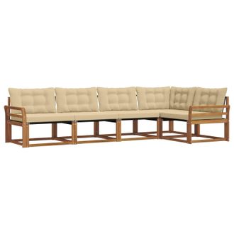 vidaXL Conjunto De Sof&aacute;s De Exterior Con Coj&iacute;n 5 Pcs Natural Y Beige Vidaxl