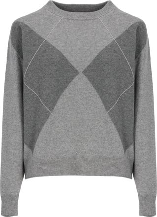 PESERICO Grey Beaded Diamond Sweater