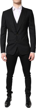 Dolce & Gabbana Black Single Breasted Formal Blazer with Mens Vest