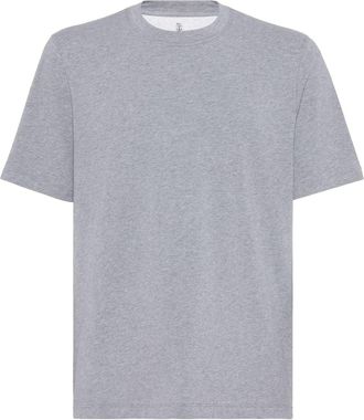 Brunello Cucinelli mélange-effect cotton-blend T-shirt - men - Cotton/Polyester - 3XL - Grey