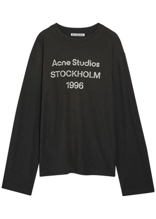 Acne Studios Logo-print Long-sleeve Cotton-blend T-shirt - Black Other - XL