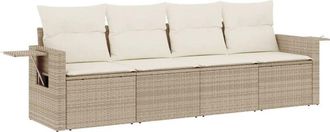 vidaXL Vidaxl - Juego De Sof&aacute;s Jard&iacute;n Con Cojines 4 Pzas Rat&aacute;n Sint&eacute;tico Beige