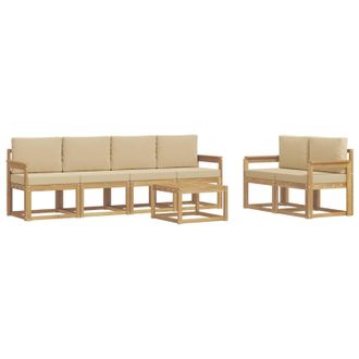 vidaXL Conjunto De Sof&aacute;s De Exterior Con Coj&iacute;n 7 Pcs Y Beige Vidaxl