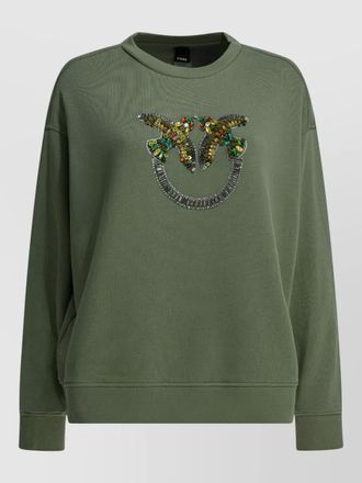 Pinko crew neck long sleeve embellished knit top