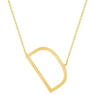 MAX + STONE Solid 10K Yellow or White Gold Initial Pendant Necklace 16-18 inch Cable Chain