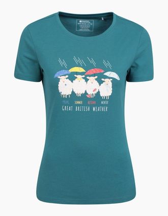 Mountain Warehouse Womens Mountain Warehouse Womens/Ladies Great British Weather T-Shirt - Blue/Green - Size: 14