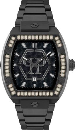 Philipp Plein The Hexagon Phantom Crystal Bezel Bracelet Watch, 44mm x 56.2mm in Ip Black at Nordstrom