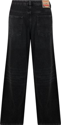 Diesel Mens Wide-Leg Denim Jeans Black Cotton Regular & Straight-Leg