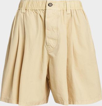 Marni Pleated Cotton Shorts