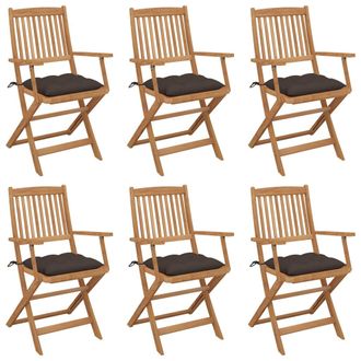 vidaXL Vidaxl - Sillas De Jard&iacute;n Plegables 6 Uds Y Cojines Madera Maciza Acacia