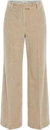 Brunello Cucinelli Corduroy Straight-Leg Broeken - Dames - Wijde Broeken - Beige - L - Katoen - Broeken