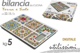 Trade Shop Trade Shop - Bilancia Portatile Da Cucina Digitale Max. 5kg 22x15x1,5cm Decoro Mosaico 828508