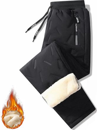 Generic FleeceActive - Unisex Fleece-Lined Waterproof Pants, Lightweight Snow Sweatpants, Unisex Fleece-Lined Waterproof Pants (Straight-Black,M)