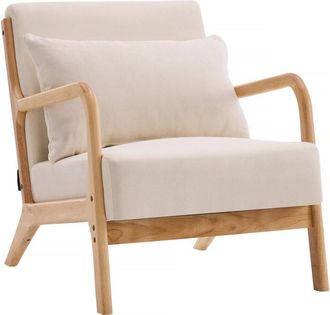 Habitat & Jardin Sill&oacute;n escandinavo 1 plaza lino y madera de eucalipto beige