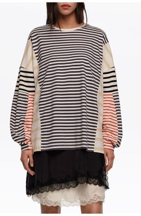 Bimba & Lola Striped Oversize T-Shirt in Navy at Nordstrom, Size Medium Eu