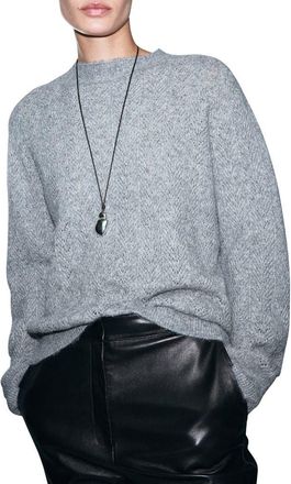 Mango Metallic Pointelle Cable Knit Sweater in Night Blue at Nordstrom Rack, Size X-Small