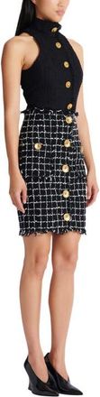 Balmain Tweed pencil skirt with buttons in Black at Nordstrom, Size 36 Eu