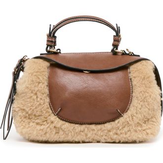 Dolce Vita Mini Faux Shearling Top Handle Bag in Brown/Beige Multi at Nordstrom Rack