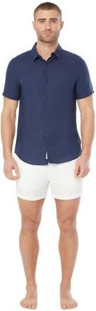 Onia Jack Air Linen Shirt in Deep Navy at Nordstrom, Size X-Large S