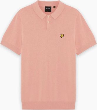 Lyle & Scott Mens Lyle & Scott Cotton Short Sleeve Knitted Polo Pink Grapefruit - Size: 40
