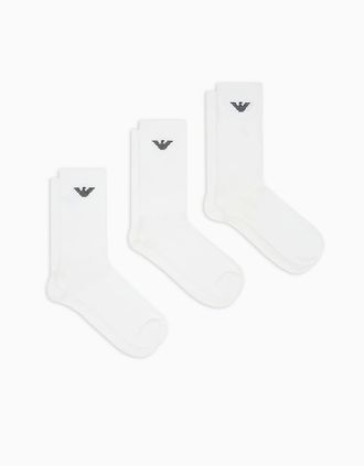 Emporio Armani Mens Emporio Armani 3-Pack Mens Eagle Logo Socks - White/White/White - Size: 16/14.5/8/15/8.5/15.5/9/13/13.5/14/6.5/7/7.5/11.5/5/12/5.5/12.5/6/3.5/3