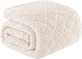 OEM Manta De Microfibra Polar, C&aacute;lida, Con Textura De Gofre, Ideal Para Sof&aacute;, Suave Para Todas Las Estaciones, 230 X 230 Cm, Blanca