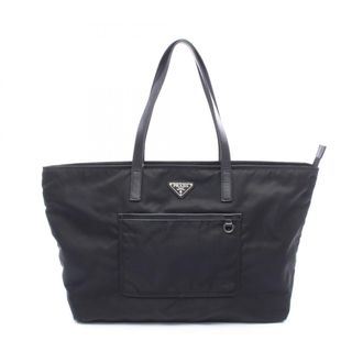 Prada Black Nylon Leather Handbag Tote Bag (Pre-Owned)