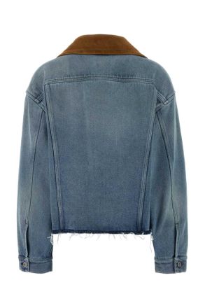 Miu Miu Womens Denim Jacket Azzurro Exterior: Cotton Piumini Down