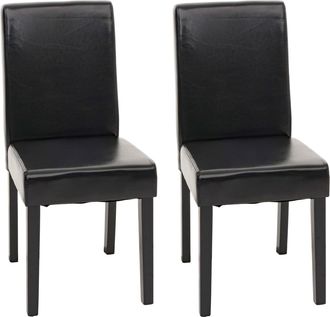 Hhg Nunca Usado] Juego De 2 Sillas De Comedor Silla De Cocina Littau, Cuero, Negro, Patas Oscuras