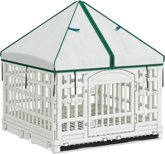 vidaXL Ejercicio De Perro De 4 Paneles Con Techo Pl&aacute;stico Blanco Vidaxl