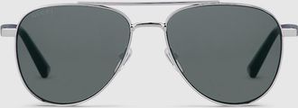 Gucci Aviator Frame Sunglasses, Silver