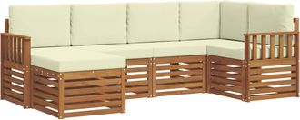 vidaXL Conjunto De Sof&aacute;s De Exterior 6 Uds. Natural Y Crema Poli&eacute;ster Vidaxl