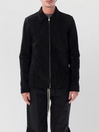 Rick Owens leather straight-fit hip-length jacket