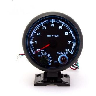 OEM Tac&oacute;metro Universal Retroiluminado Por Led De 12 V Con Luz Azul De Cambio De Marchas Para Coches De Gasolina, 0-8000 Rpm