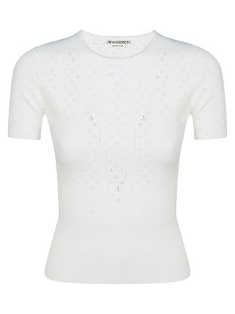 J.W.Anderson Pointelle Floral Eyelet Short-Sleeve T-Shirt