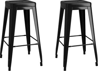 vidaXL Vidaxl - Taburetes De Bar Apilables 2 Unidades De Metal Negro