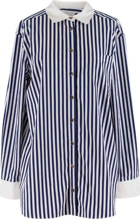 Monographie Paris White & Blue Striped Cotton Shirt Size M