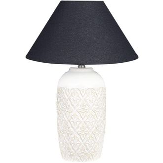 Beliani Lampada da tavolo in ceramica Luce dambiente Paralume nero Beige Telire
