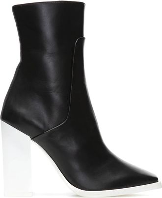 Lanvin Stijlvolle Enkellaarsjes - Dames - Laarzen met Hak - Zwart - 37 1/2 EU - Leer - Schoenen