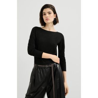 Brunello Cucinelli Sparkling cashmere and silk lightweight sweater in Black at Nordstrom, Size Xx-Large