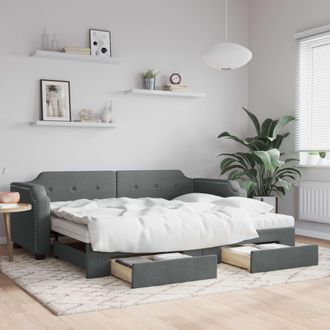 vidaXL Vidaxl - Sof&aacute; Cama Nido Con Cajones Tela Gris Oscuro 100x200 Cm