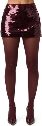 Naked Wardrobe Sequin Miniskirt in Cherry Lacquer at Nordstrom, Size Medium