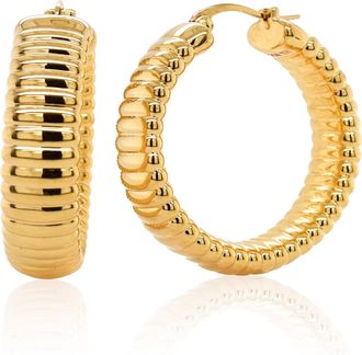 MAX + STONE 14k Gold Resin Filled Electroform Textured Hoop Earrings