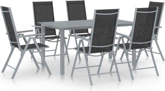 vidaXL Vidaxl - Set De Comedor Para Jard&iacute;n 7 Piezas Aluminio Plata Y Negro