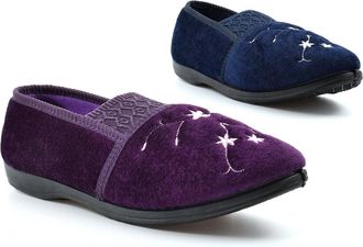 Generic Womens Slip On Slippers Size 3 Womens Slip On Slipper Size 4 Carpet Slippers Ladies Carpet Slipper Sizes 3-8 Navy/Purple 3 UK