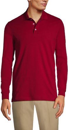 Lands End School Uniform Long Sleeve Interlock Polo Shirt in Red at Nordstrom, Size Xx-Large