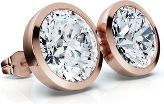 Pompeii3 Certified 6Ct TW Martini Bezel Diamond Studs 14k Gold Lab Grown